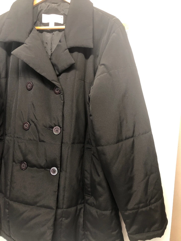 NUEVO CON ETIQUETAS Jones New York Mujer Negro Puffer Cálido Chaqueta Talla Grande Thermolite Plus Foto 2 de 4