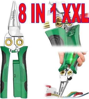 XXL 8-In-1 Wire Stripper Twister, Cable Scissors, Voltage Tester Pliers **