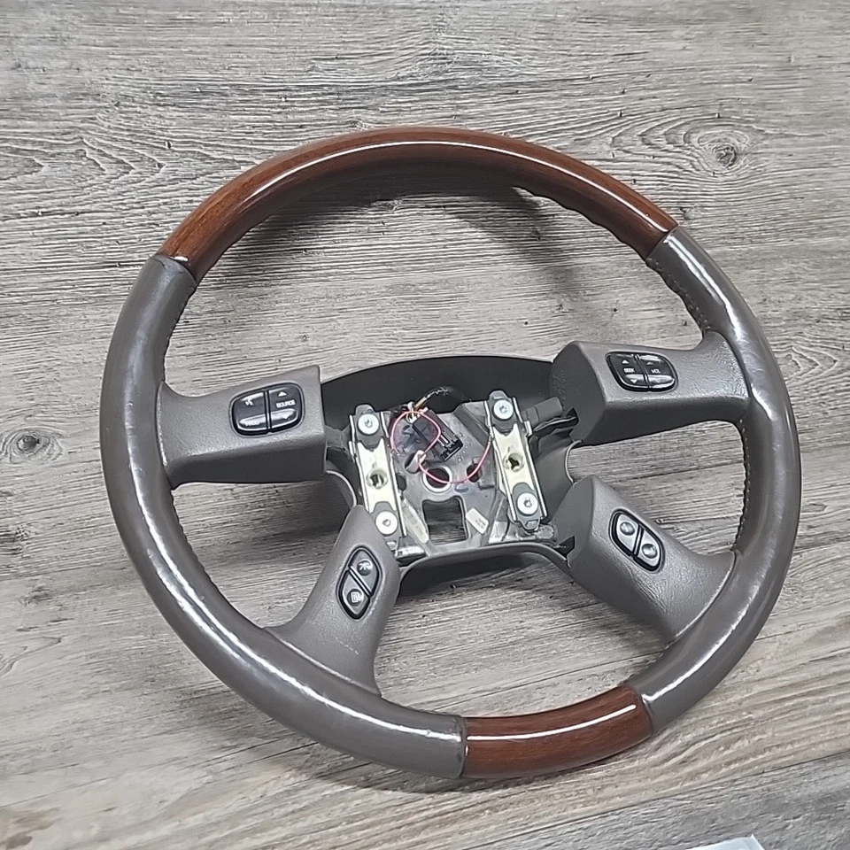 2003-2006 Cadillac Escalade GMC Denali Factory Woodgrain Steering Wheel Neutral - Image 4 of 4