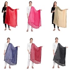 Chiffon Dupatta Mirrors Border Scarf Indian Party Wedding Bollywood Style
