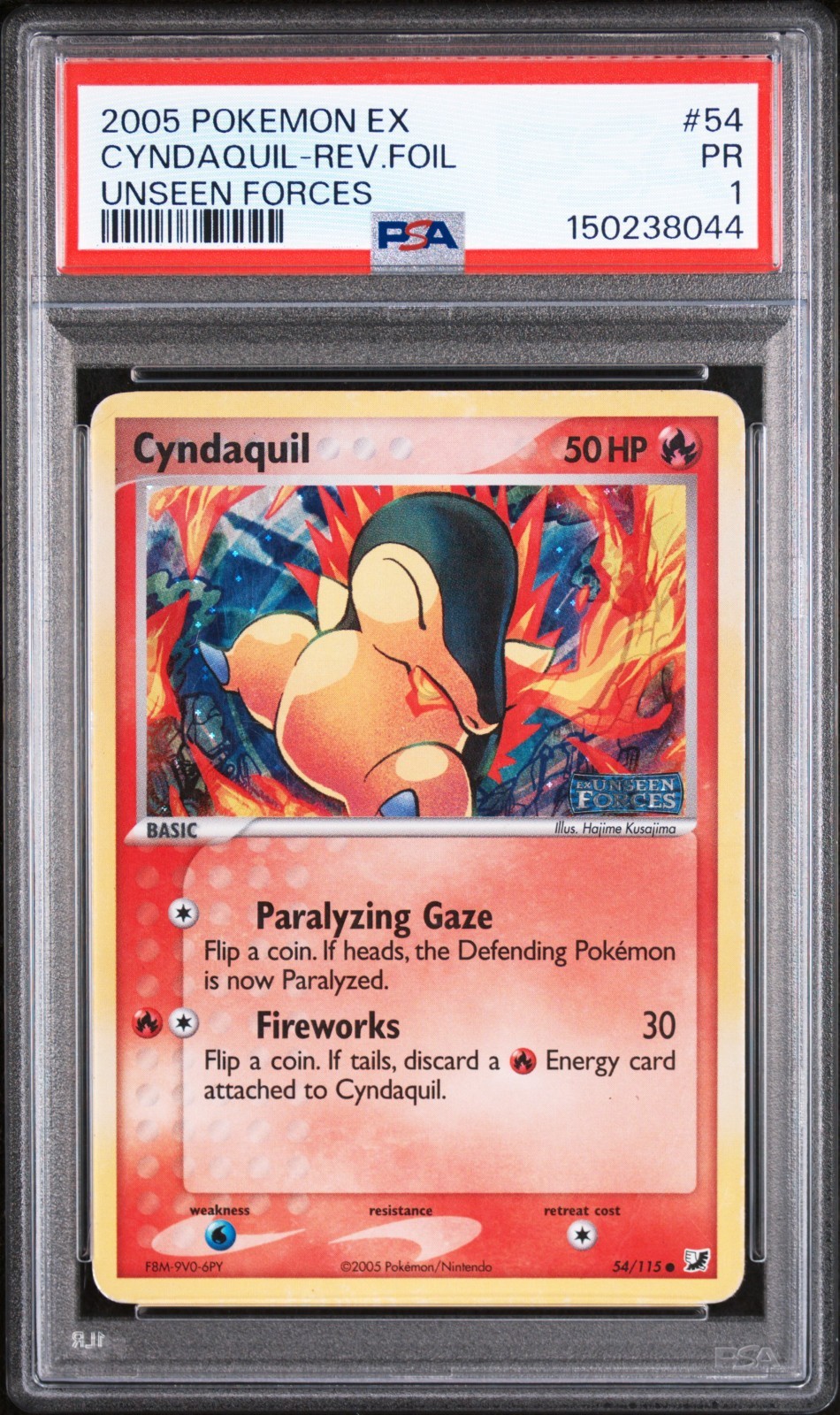 PSA 1 2005 Pokemon EX Unseen Forces Cyndaquil REVERSE Holo Foil Rare 54/115
