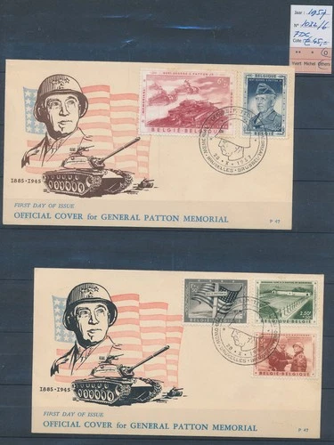 XE58673 Belgium 1957 general Patton memorial FDC's used cv 45 EUR