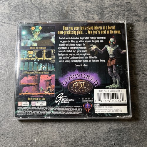 Oddworld Abe's Oddysee Sony PlayStation 1 PS1 CIB Manual Reg Card - Picture 2 of 4