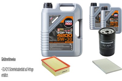 Inspektionspaket Liqui Moly Top Tec 4200 5W-30 7L für Audi A6 S6 Turbo quattro