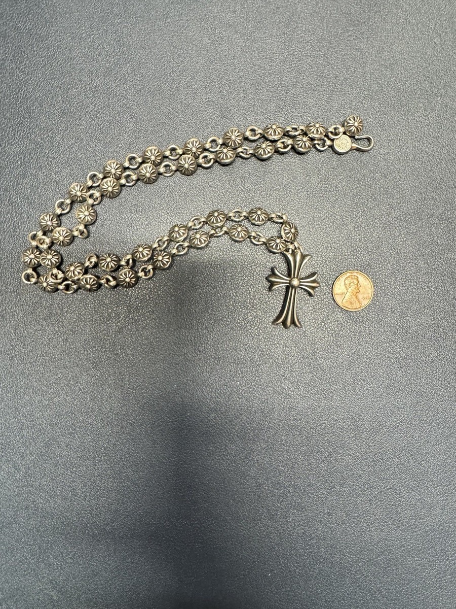Chrome Hearts Cross Pendant 925 Silver Ball/Bead Chain Hook