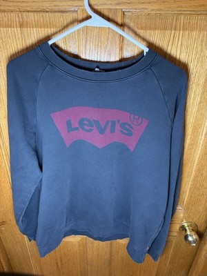 Levi's Gray Knit Pullover Sweatshirt Men's L Crew Neck Logo Graphic Print