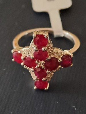 BIRMANISCHER RUBIN ZERTIFIZIERT NUR HITZE 2,3 kt MIT ZIRKON FUNKELNDEM ST. SILBER RING