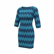 Enfocus Studio Womens Teal Navy Chevron Split Sleeve Sheath Dress 4