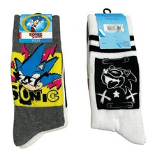 Sonic The Hedgehog Socks - 2 PAIRS     Size 6-12 - SEGA