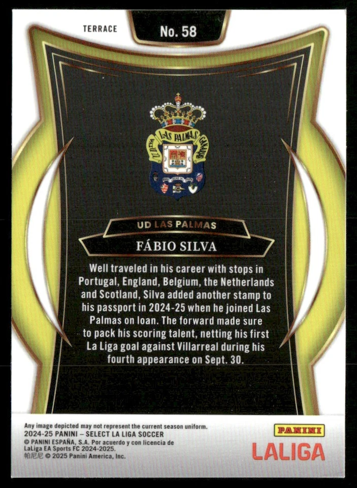 2024 PANINI SELECT LA LIGA FABIO SILVA UD LAS PALMAS #58 - Image 2 of 2