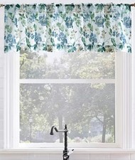 No 918 Delana 2 Pcs Rod Pocket Valance Pair Curtain 54in W x 14inL Chambray Blue