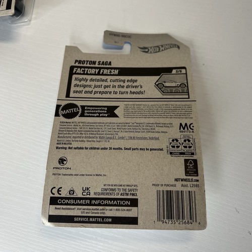 Hot Wheels Proton Saga 3/5 Factory Fresh White 38/250 New In Package - Picture 3 of 3