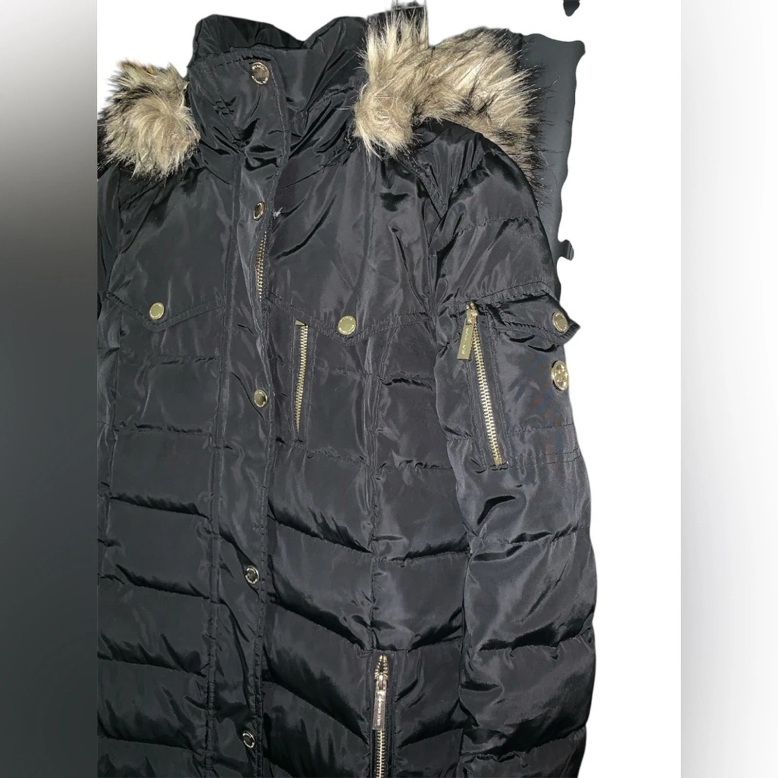 Cappotto piumino Michael Michael Kors donna pelliccia sintetica orlo XS