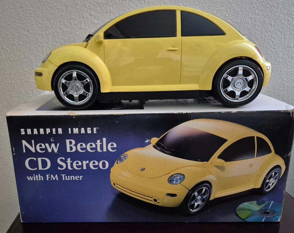 Vintage Sharper Image Volkswagen Yellow Beetle CD Player & FM Radio - Image 2 of 4