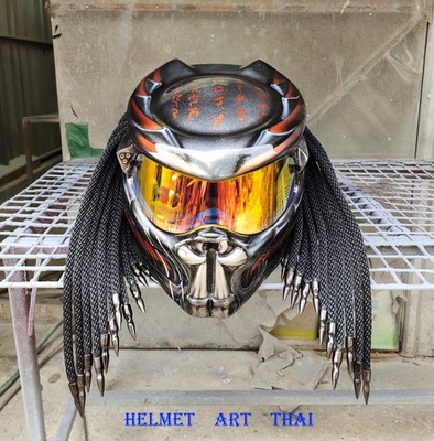 ORANGE CUSTOM PREDATOR MOTORCYCLE HELMET UK