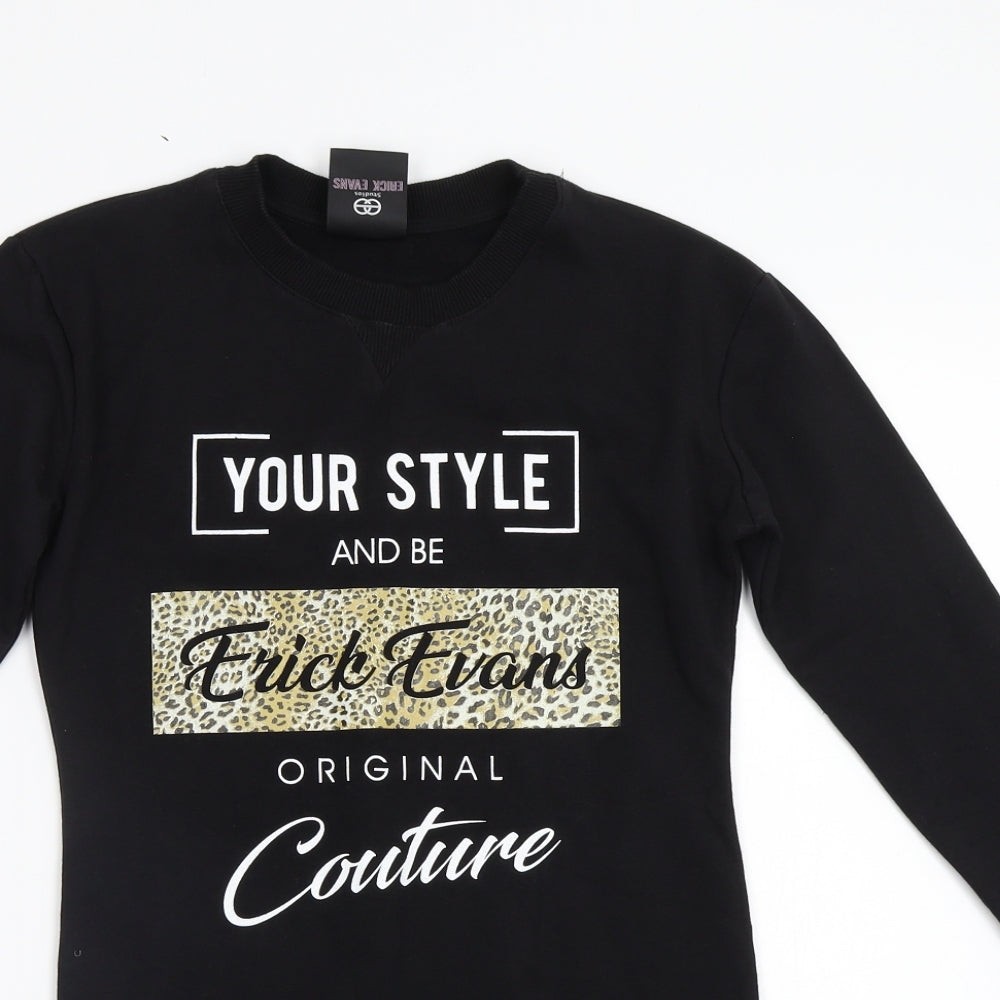 Erick Evans Girls Black Animal Print  Pullover Sweatshirt Size 12 Years image 3