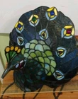 Vintage Peacock Bird Stained Glass Tiffany Style Tabletop Desk Lamp