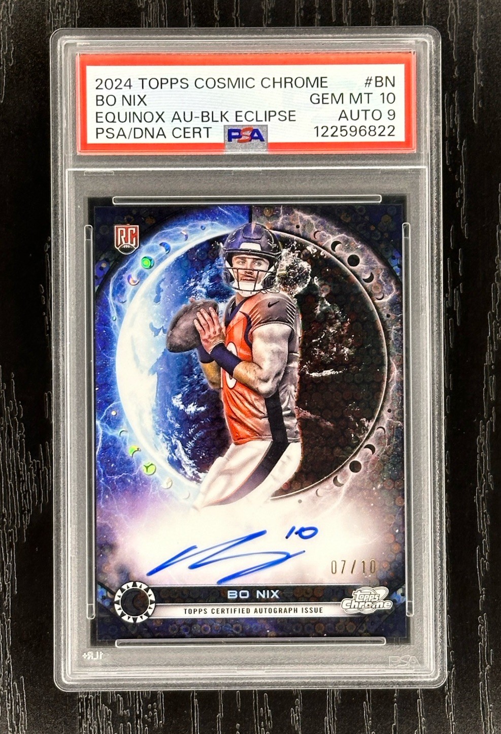 Bo Nix Topps Cosmic Chrome Equinox Autographs #BN Black Eclipse