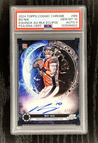 2024 Topps Cosmic Chrome Bo Nix Equinox Auto Black Eclipse /10 PSA 10