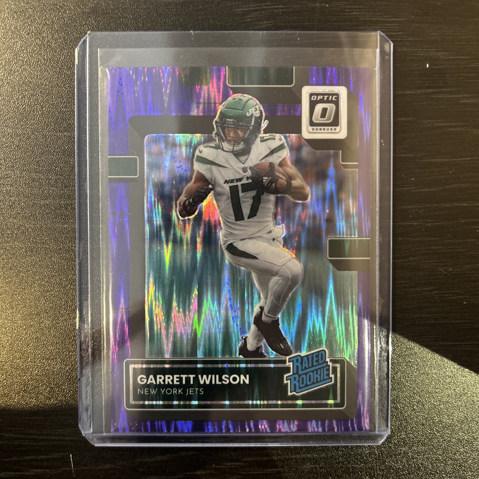 2022 Panini Donruss Optic Garrett Wilson Purple Shock Prizm RC Rated Rookie 206