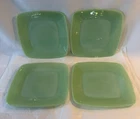 4 Fire King Jadeite Charm 8-3/8" Square Luncheon Plates Jadite