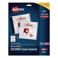 Avery Dennison CD Jewel Case Inserts - Matte - 20 x Inserts - White