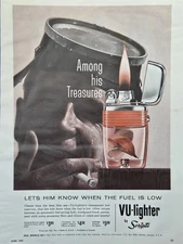 Scripto VU-lighter Clear Plastic Reservior Fishing Fly Diver Mask Print Ad 1962