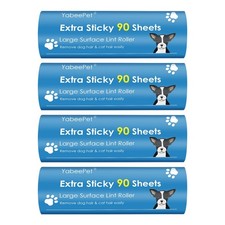 4pack Lint Roller Refills 6.3 Inch Width 90 Sheets Per Roll 360 Sheets Total