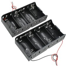 2-Pack 4 Slot D Cell Battery Holder 6V D Size Battery Case Box with Wire Leads