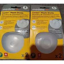 Medela Contact Nipple Shields Qty 4 2 diff Sizes NEW OPEN BOX S 16mm L 24mm