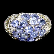 925 Sterling Silver Ring Oval Tanzanite Rhodolite Sapphire Gemstone Jewelry Sz 7
