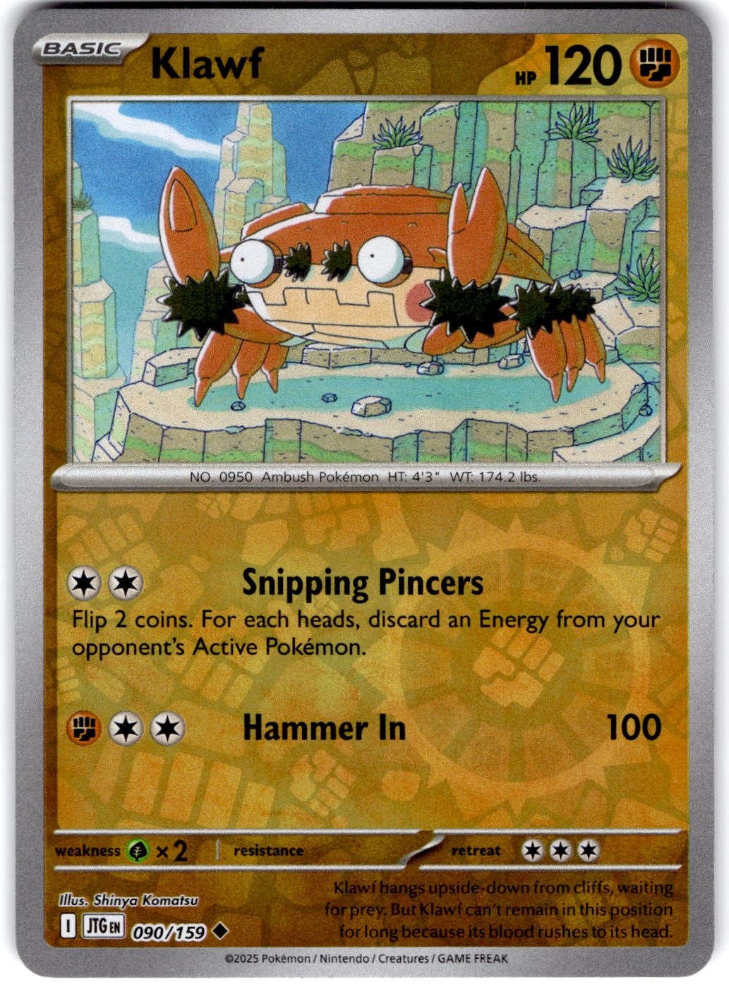 Pokemon Klawf Journey Together 90/159 Reverse Holo Near Mint English