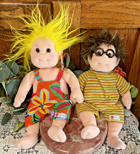 Ty Beanie Babies Kids Specs & Jammer Boy Dolls w/Tags Clothes & Glasses 1990's