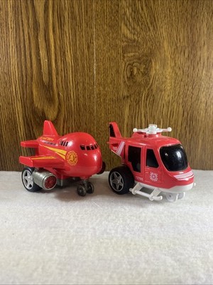 Emergency Jr Fire Dept Airplane and Coast Guard Helicopter Lot of 2 Toy Vehicles