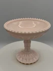 Vintage Jeannette Glass Windsor Shell Pink Milk Glass Pedestal Compote