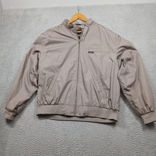 VINTAGE Members Only Jacket Mens XL Long Taupe Iconic Racer Bomber Zip 80s