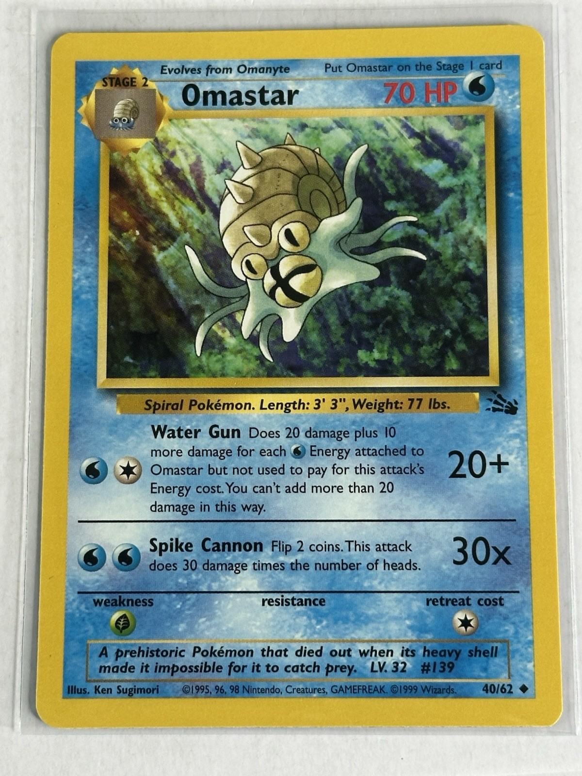 Omastar 40/62 Uncommon Fossil Pokemon Card