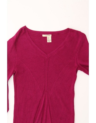 DKNY Womens V-Neck Jumper Sweater UK 14 Large Pink Cotton CT61 - Picture 3 of 3