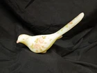 Hand Painted Art Glass Bird Figurine Pink Floral Design Signed By Richard