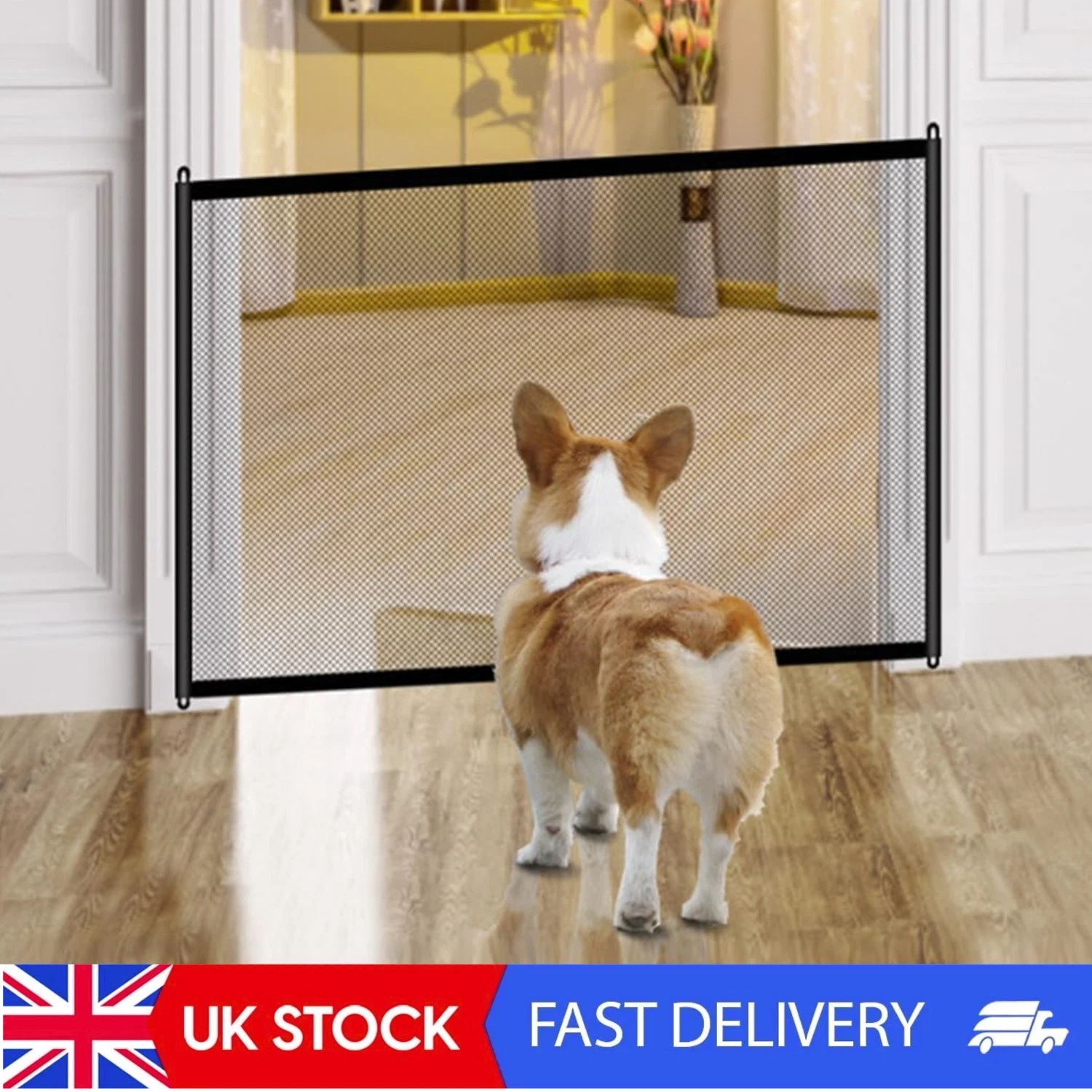 Adjustable Retractable Pet Gate for Doorways & Stairs No Drill Indoor Outdoor