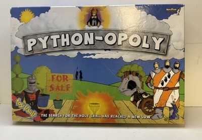 2008 PYTHON-OPOLY Game Toy Vault Monty Python & the Holy Grail Flying Circus