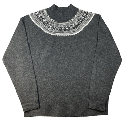 Uniqlo x J.W. Anderson Fair Isle Mock Neck Wool Sweater Gray Men s Large
