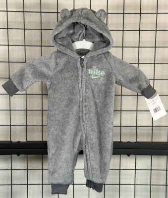 Infant Nike Sherpa Teddy Bear Coveralls - Gray