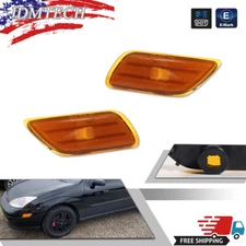 Front Left & Right Side Marker Lights Amber Lens Housings For 2000-04 Ford Focus
