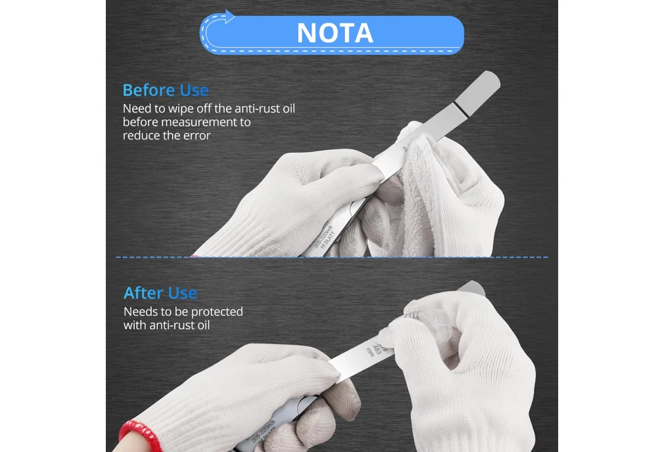 Medidor de tala de acero inoxidable CAMWAY 16 hojas, imperial/métrico, desplazamiento de 45º, hueco M Foto 4 de 4