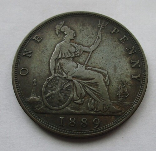 Great Britain 1889 1 Penny / KM# 755 / Victoria/ Nice Coin-Free Shipping - Picture 3 of 9