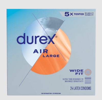 Durex Air Large Wide Fit, Ultra Thin Condoms ,24 ct