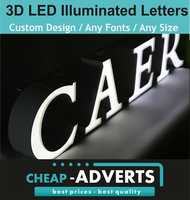 3D LED Ladenschild Buchstaben 20 cm hoch. Custom Design. Free Artworks
