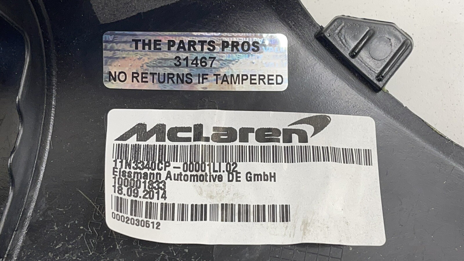 15-17 MCLAREN 650S INTERIOR DRIVER LEFT FRONT A PILLAR TRIM COVER 11N3340CP OEM