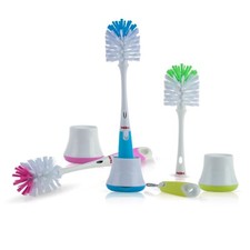 Nuby Bottle  Nipple Brush with Stand - Soft Nylon Bristles - Nipple Brush